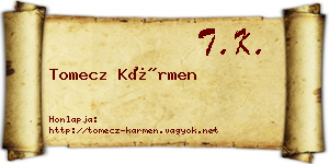 Tomecz Kármen névjegykártya